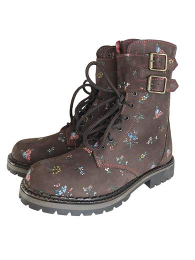 ONYX 8845 Leather Boots with Flowers Print