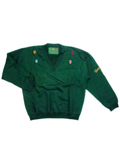 TURQUOISE Emblem V Neck Sweater