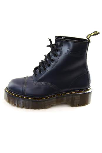 DR MARTENS Navy Smooth 8 Logo Eyelet Boots