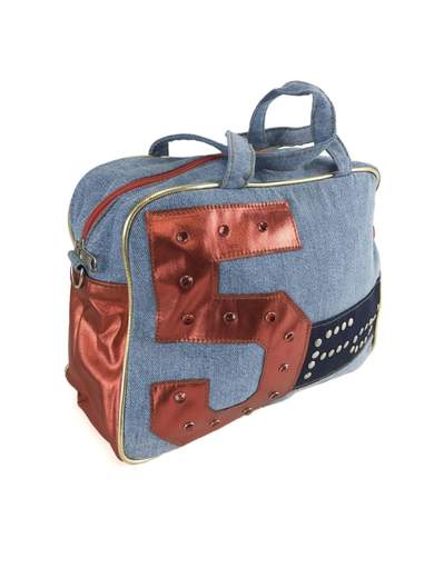 FORNARINA Exalo 5 Red Denim Women Bag with Removable Strap