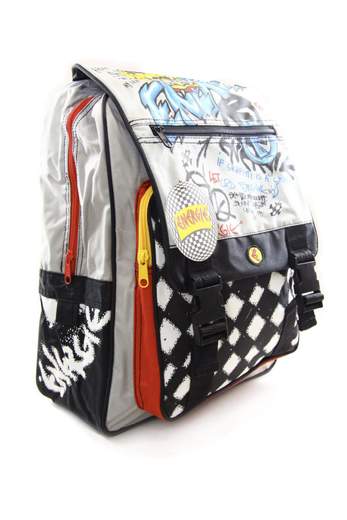 ENERGIE Patella Dog Backpack Graffiti and Check B/W