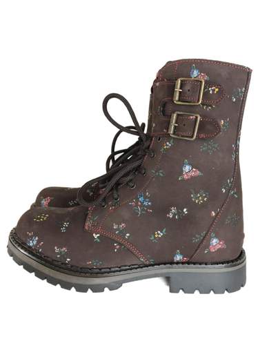 ONYX 8845 Leather Boots with Flowers Print