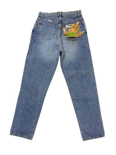 TURQUOISE 00853 Jeans with Flowers