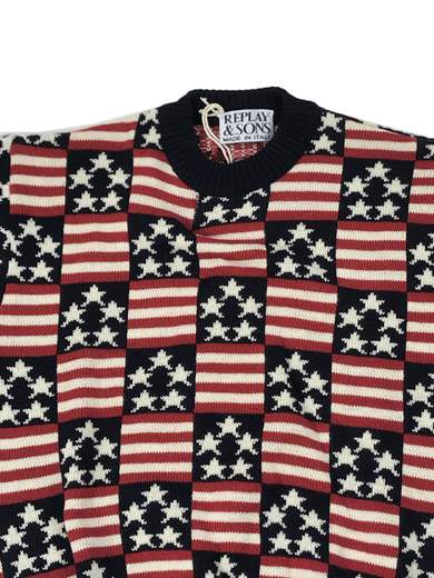 REPLAY V521 Star and Stripes Knitted Sweater