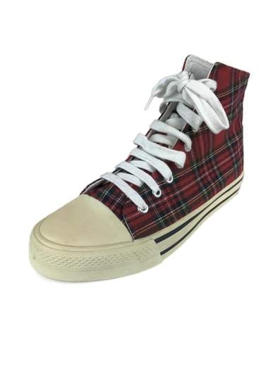 GIGOLÈ ARCHIVE Red Tartan Canvas Ankle Sneakers