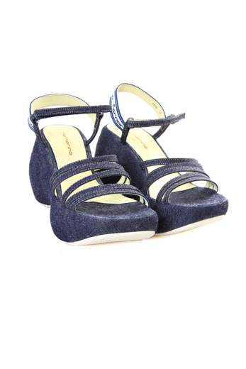 FORNARINA PEFMN2806WT sandali in tela denim con zeppa