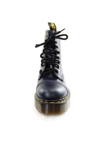 DR MARTENS Navy Smooth 8 Logo Eyelet Boots