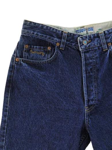 TURQUOISE Leather Patch Jeans