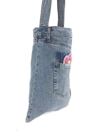 FORNARINA Women Jeans Bag with Hand Made Embroidered Flower