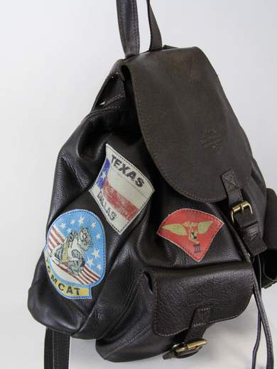 TOP GUN TPGN304BW Leather Backpack with Patches