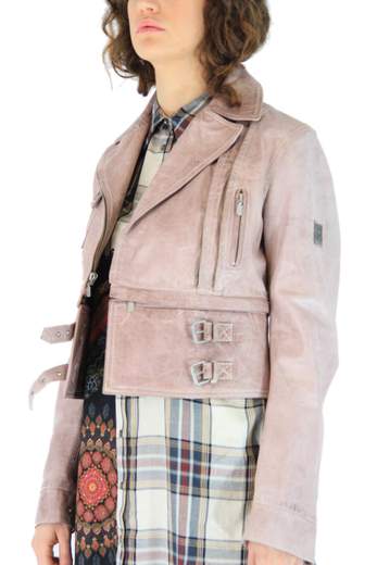 BELSTAFF Giacca Racer in pelle rosa antico