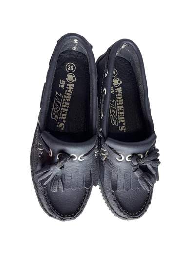 GIGOLÈ ARCHIVE Glove Kilty mocassini in pelle con tasselli