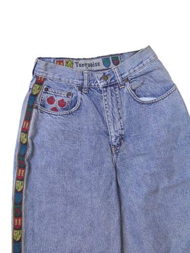 TURQUOISE M HIGHLANDS STRIPES JEANS