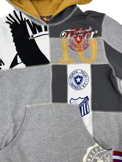 GIGOLÈ ARCHIVE Clad Hoody felpa patchwork con cappuccio