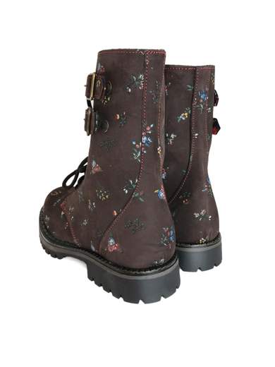 ONYX 8845 Leather Boots with Flowers Print