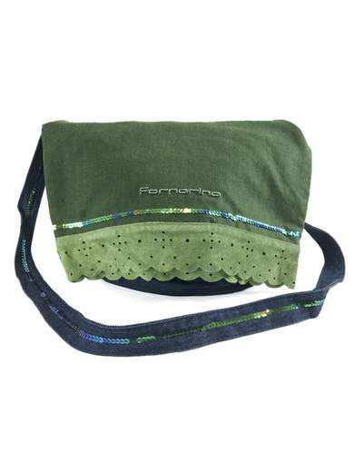 FORNARINA GREEN DENIM BAG