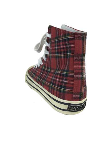 GIGOLÈ ARCHIVE Red Tartan Canvas Ankle Sneakers