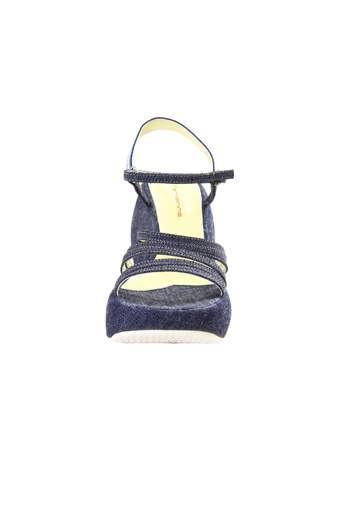 FORNARINA PEFMN2806WT sandali in tela denim con zeppa