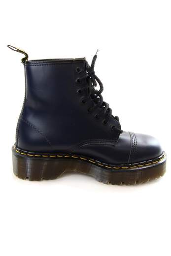 DR MARTENS Navy Smooth 8 Logo Eyelet Boots