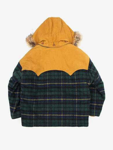 EL CHARRO Wool/Leather Checkered Coat with Sheepskin