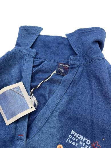 PHARD Polo Raglan collo a V con filo indigo