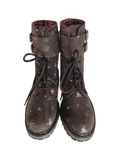 ONYX 8845 Leather Boots with Flowers Print