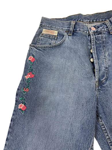 TURQUOISE 00853 Jeans with Flowers