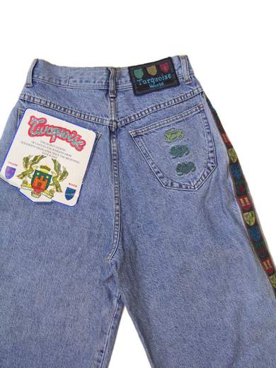 TURQUOISE M HIGHLANDS STRIPES JEANS