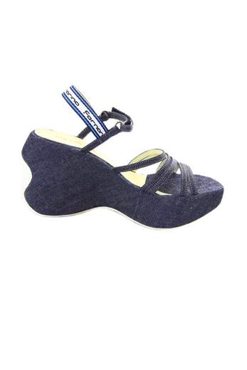 FORNARINA PEFMN2806WT sandali in tela denim con zeppa