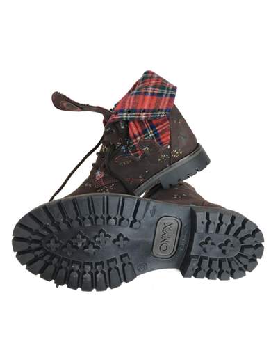 ONYX 8845 Leather Boots with Flowers Print