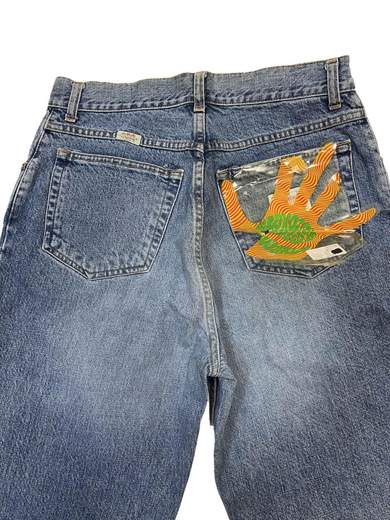 TURQUOISE 00853 Jeans with Flowers