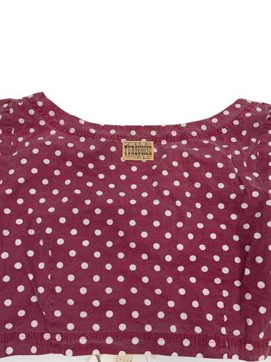 TURQUOISE 615645 Polka Dot Shoulder Neck Crop Top