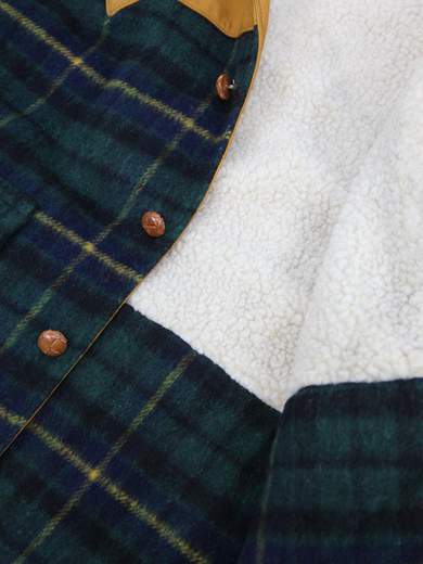 EL CHARRO Wool/Leather Checkered Coat with Sheepskin