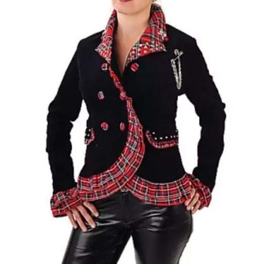QUEEN OF DARKNESS JA1O44 Gothic Jacket with Tartan Touches