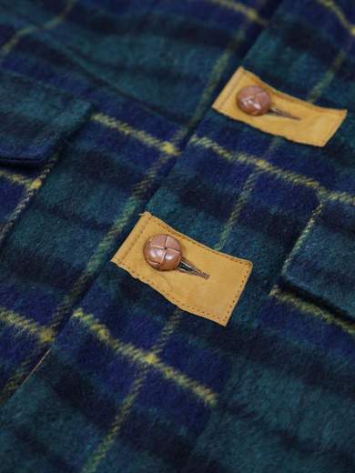 EL CHARRO Wool/Leather Checkered Coat with Sheepskin