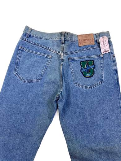UNIFORM 311 U Jeans con toppa verde in spugna
