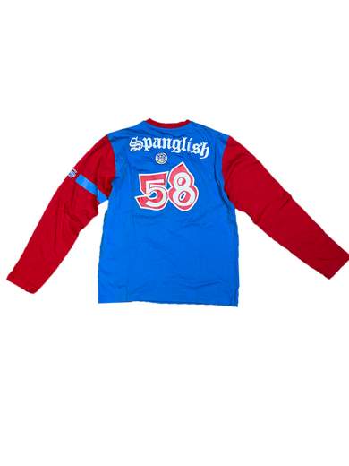 SPANGLISH SPAU227 T-Shirt  manica lunga Rosso/Blu