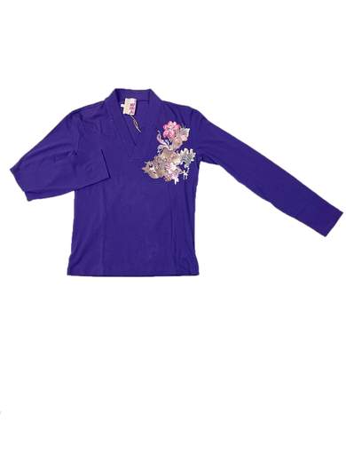 GIGOLÈ ARCHIVE East Purple T-Shirt manica lunga scollo a V