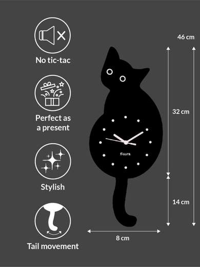 FISURA CLP23102 Black Cat Wall Clock
