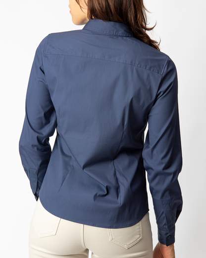 Camicia donna manica lunga in cotone elasticizzato
