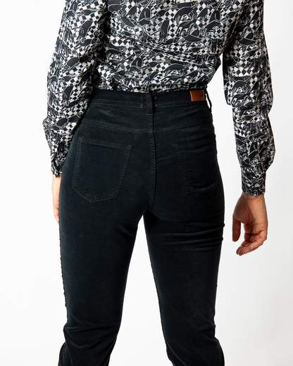 pantaloni capri velluto liscio