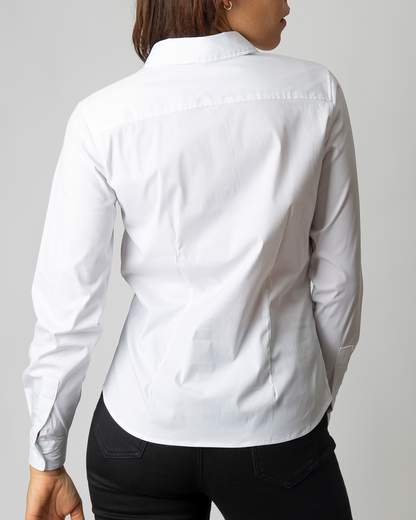 Camicia donna manica lunga in cotone elasticizzato