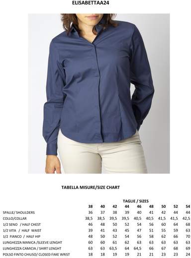 Camicia donna manica lunga in cotone elasticizzato