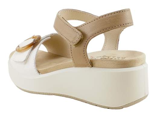 Sandali Caterina Pelle Bicolore Bianco Corda Donna ENVAL Soft - 1292644