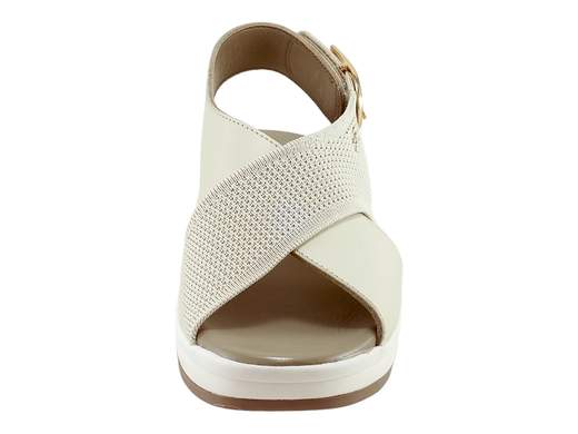 Sandali Comfort Rose Incrociati Pelle e Tessuto Beige Donna Donna Serena - 9M6091DM