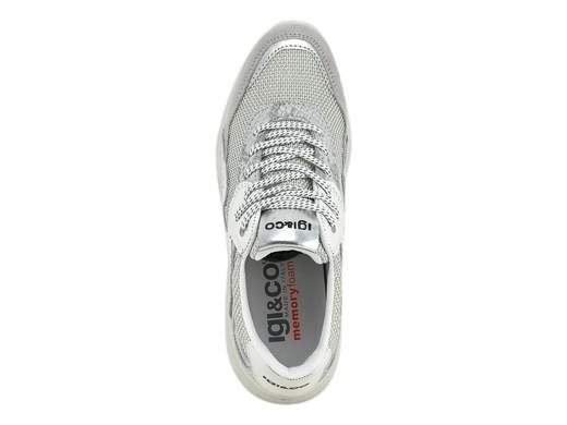 Sneaker running in pelle e tessuto con inserti argento suola platform 5cm ammortizzata e plantare memory foam per un comfort tecnologico quotidiano Made in Italy.