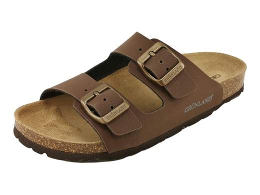 Ciabatte donna casual Grünland Sara art. CB1557 color mogano con fibbie regolabili e fondo in sughero.