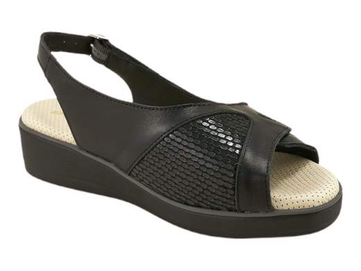 Sandali Zeppa Comfort A015-332 Pelle e Tessuto Donna Susimoda - A015-332