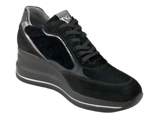 Sneakers Zeppa Camoscio Cavallino e Vernice Nero Donna NeroGiardini - I617391D