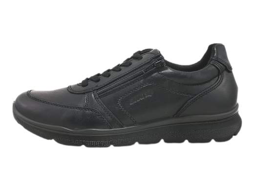 Sneakers in pelle nera con zip laterale, soletta memory foam e suola ammortizzata. Comode per camminare a lungo, ideali anche per ufficio.<br /><br />Queste sneakers sono realizzate in pelle nera, una scelta elegante e versatile, perfetta per un utilizzo quotidiano anche in contesti lavorativi. La fodera traspirante aiuta a mantenere il piede asciutto e confortevole per tutta la giornata.<br /><br />La calzata è davvero comoda e stabile, grazie alla soletta estraibile in pelle memory foam, che ammortizza l’impatto al suolo e garantisce comfort anche durante un utilizzo prolungato. La doppia chiusura con lacci a 6 fori e zip laterale consente una regolazione precisa del piede e una calzata rapida, pratica e sicura.<br /><br />Il fondo platform in poliuretano da 3,5 cm è leggero, flessibile e ammortizzante: accompagna il passo in modo naturale e rende queste sneakers ideali per lunghe camminate, spostamenti urbani e giornate intense tra lavoro e tempo libero.<br /><br />Una sneaker pensata per chi cerca comfort reale, praticità quotidiana e uno stile pulito e moderno, senza rinunciare alla qualità artigianale italiana.<br /><br />Aggiungile ora al carrello e affronta ogni giornata con il massimo comfort e uno stile sempre curato.